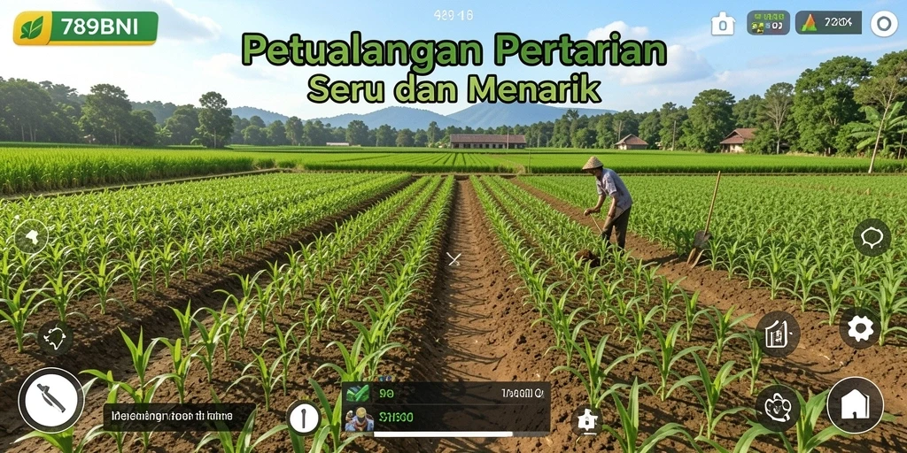 Tangkapan layar permainan <strong>789BNI</strong> yang menampilkan ladang yang hijau dan subur.