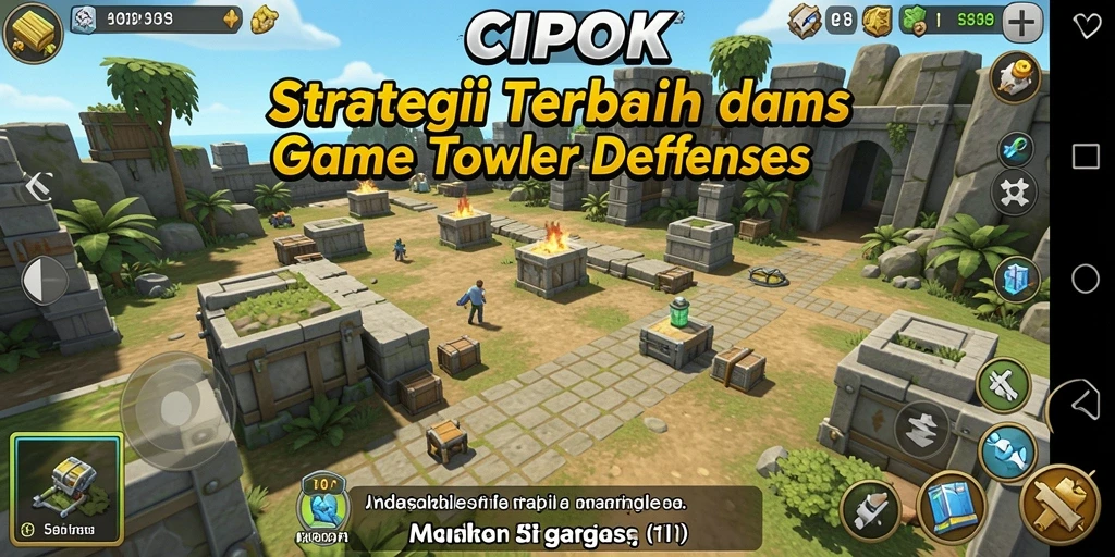Tangkapan layar dari aksi seru dalam game Tower Defense CIPOK.