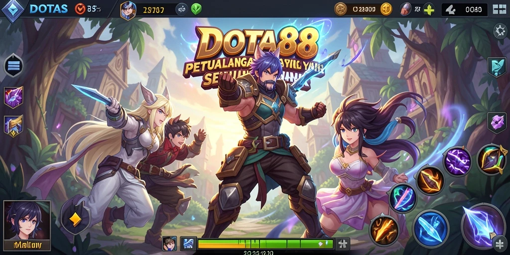 Screenshot gameplay DOTA88 yang menunjukkan pertarungan karakter Anime.
