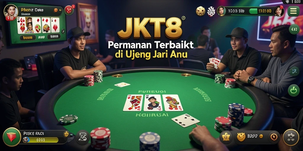 Tampilan gameplay seru JKT8 dengan pemain bertanding di meja poker.