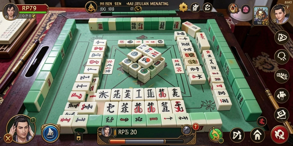 Screenshot menunjukkan gameplay menarik dari permainan Mahjong RP79.
