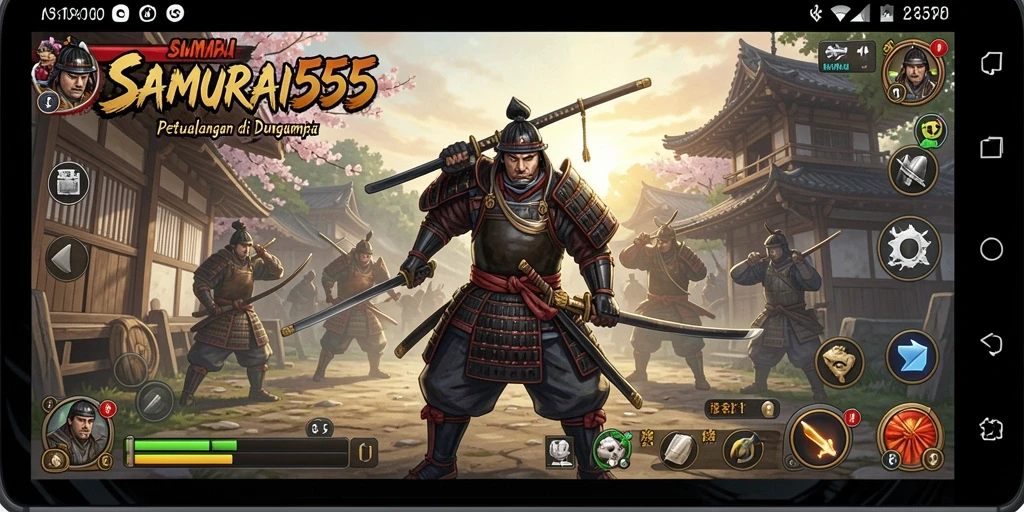 Tangkapan layar utama SAMURAI555 menampilkan aksi petualangan epik dengan samurai.