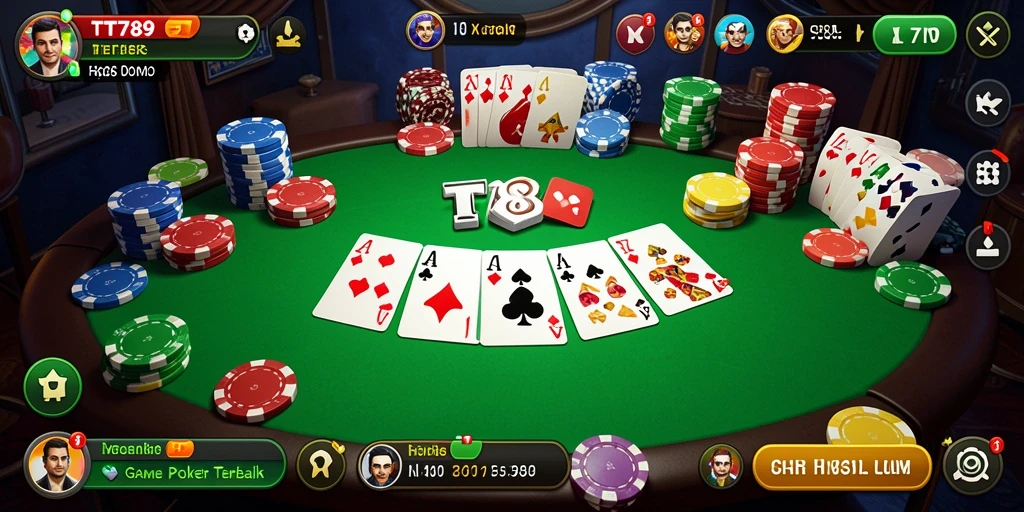 Tampilan utama gameplay Poker yang mendebarkan di TT789.