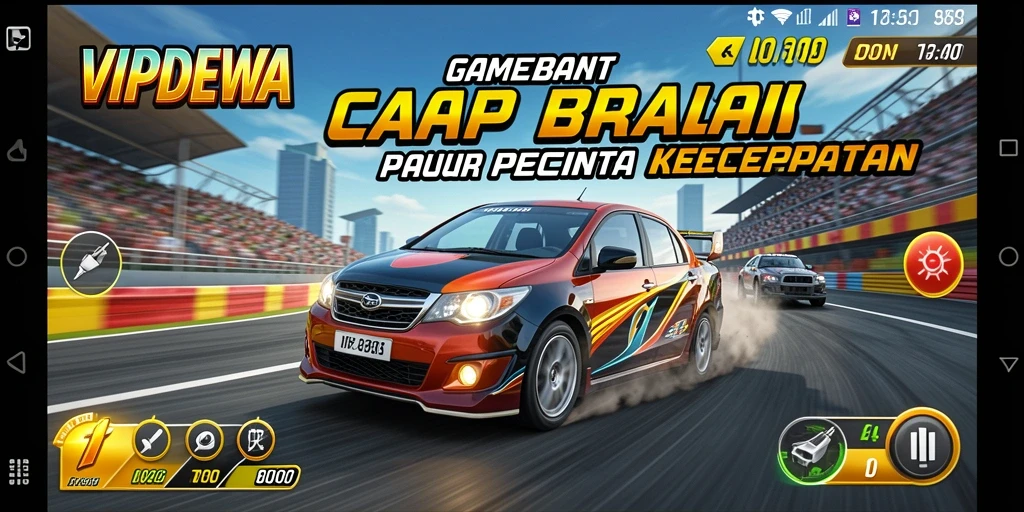 Tangkapan layar dari gameplay balap yang mendebarkan di VIPDEWA.
