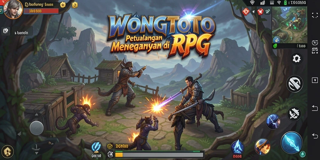 Screenshot gameplay WONGTOTO menampilkan pertarungan epik di dunia RPG.