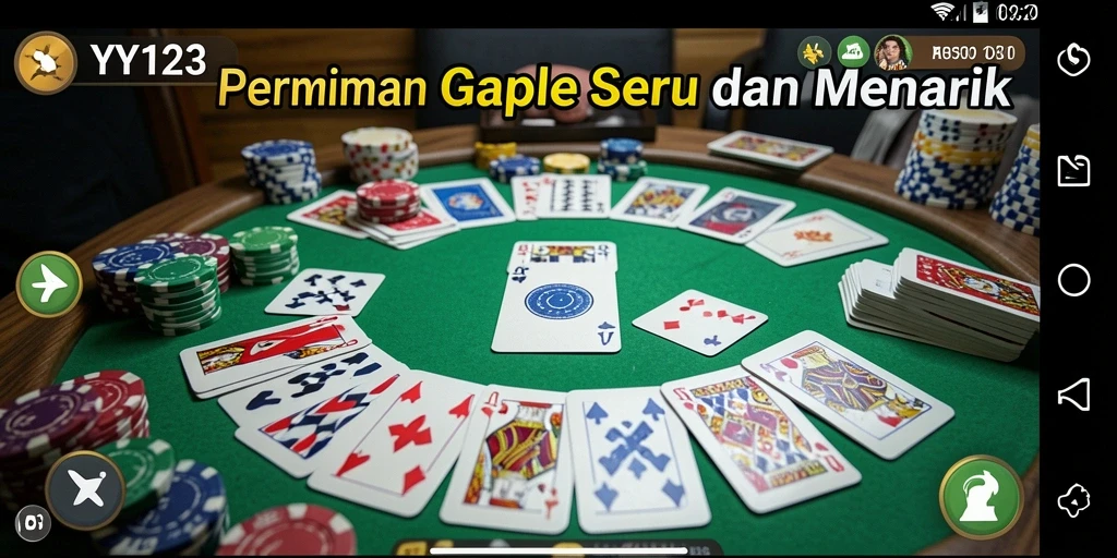 Tampilan seru dari gameplay Gaple di YY123.